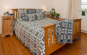 image 1 & 2 Welsh tapestry bedspreads woven on site.  Image 3 - shuttle on loom
