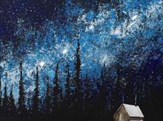 Paint a winter cottage at Ormo Lounge in Llandudno