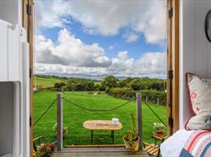 View from the shepherd's hut kitchen