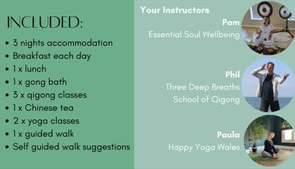 3 night wellness break in Llandudno: Gong bath, Qigong, Yoga and Guided Walk