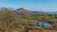 photo of Moel y Gest mountain and Eisteddfa Fishery from Ty Mawr