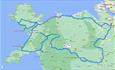 Map detailing a North Wales four day tour