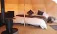 Inside Luxury Glamping Tent for 2 Persons - can be made up as a twin or as a double
