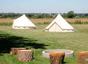 Bell tents in the countryside
