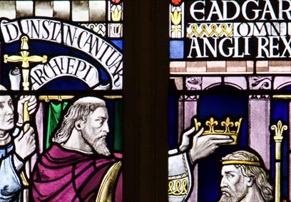 Edgar coronation window in Bath Abbey