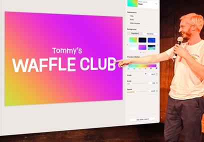 A man giving a power point presentation