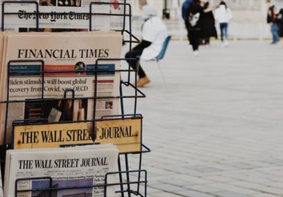 A stand of newspapers
