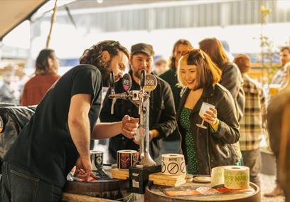 Serving beer to customers