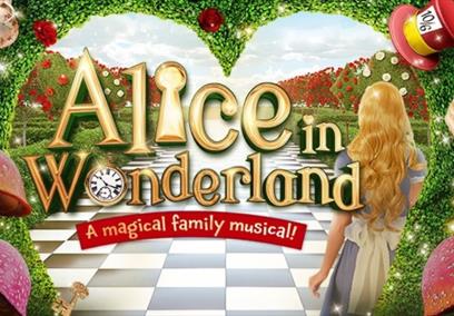 A poster advertising Alice in Wonderland at The Redgrave Theatre