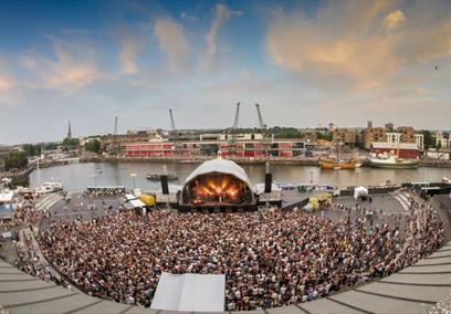 Bristol Sounds stage on Harbourside in Bristol