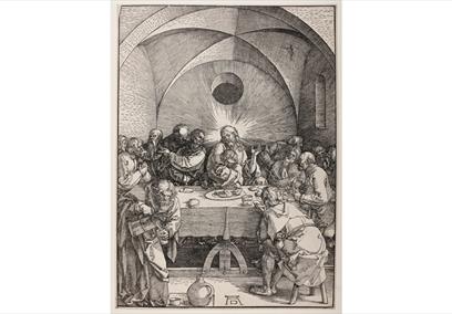 The Great Passion: Last Supper, 1510, Trimmed plate approximately 400 x 287mm, Woodcut on paper Mark Dalton Photography