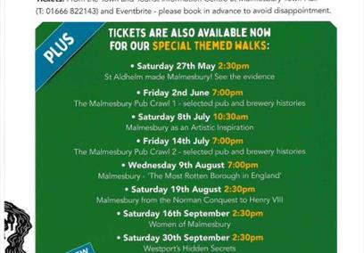 Special themed guided walks around Malmesbury