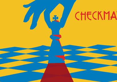 A blue and yellow chess board