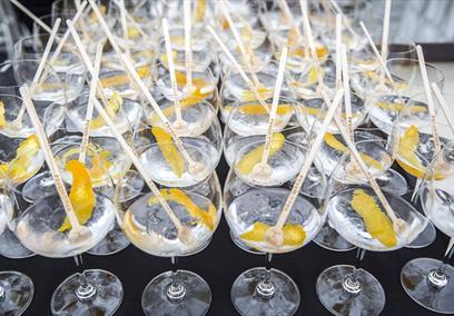 Gin and Tonics laid out on board the New Orleans boat on the Thames at Henley.