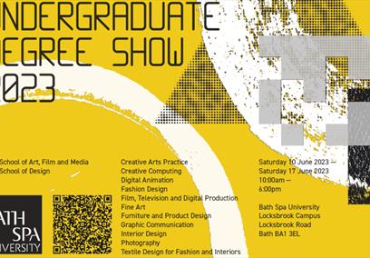 Bath Spa University Undergraduate Degree Show 2023 poster with QR code