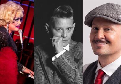 Three headshot images of the three performers at Polari Salon