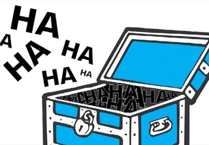 A drawing of a blue treasure chest