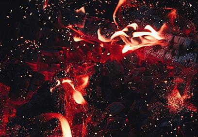 Embers and a fire