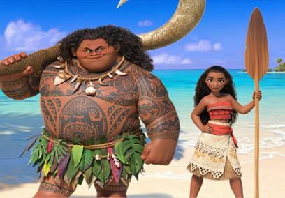 Maui and Moana from the Disney film Moana