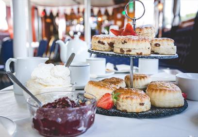 Table set with cream tea