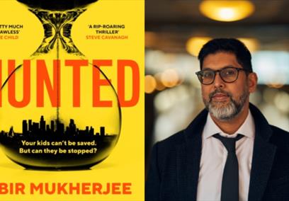 Author Abir Mukherjee with his novel Hunted