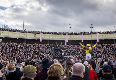 Cheltenham Festival crowds in the parade ring