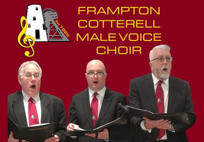 Frampton Cotterell Male Voice Choir on a maroon background
