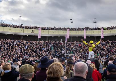 Cheltenham Festival crowds in the parade ring