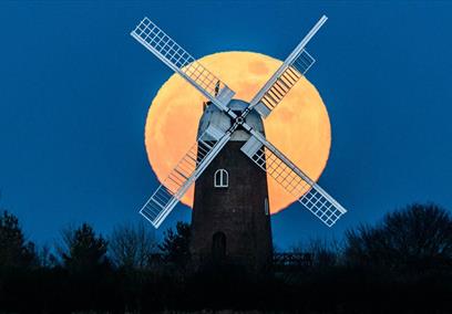 Wilton Windmill in front of the Moon