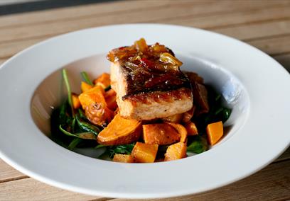 Salmon Dish at Queens Arms, East Garston