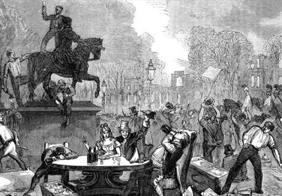 A drawing of the 1831 riots in Bristol