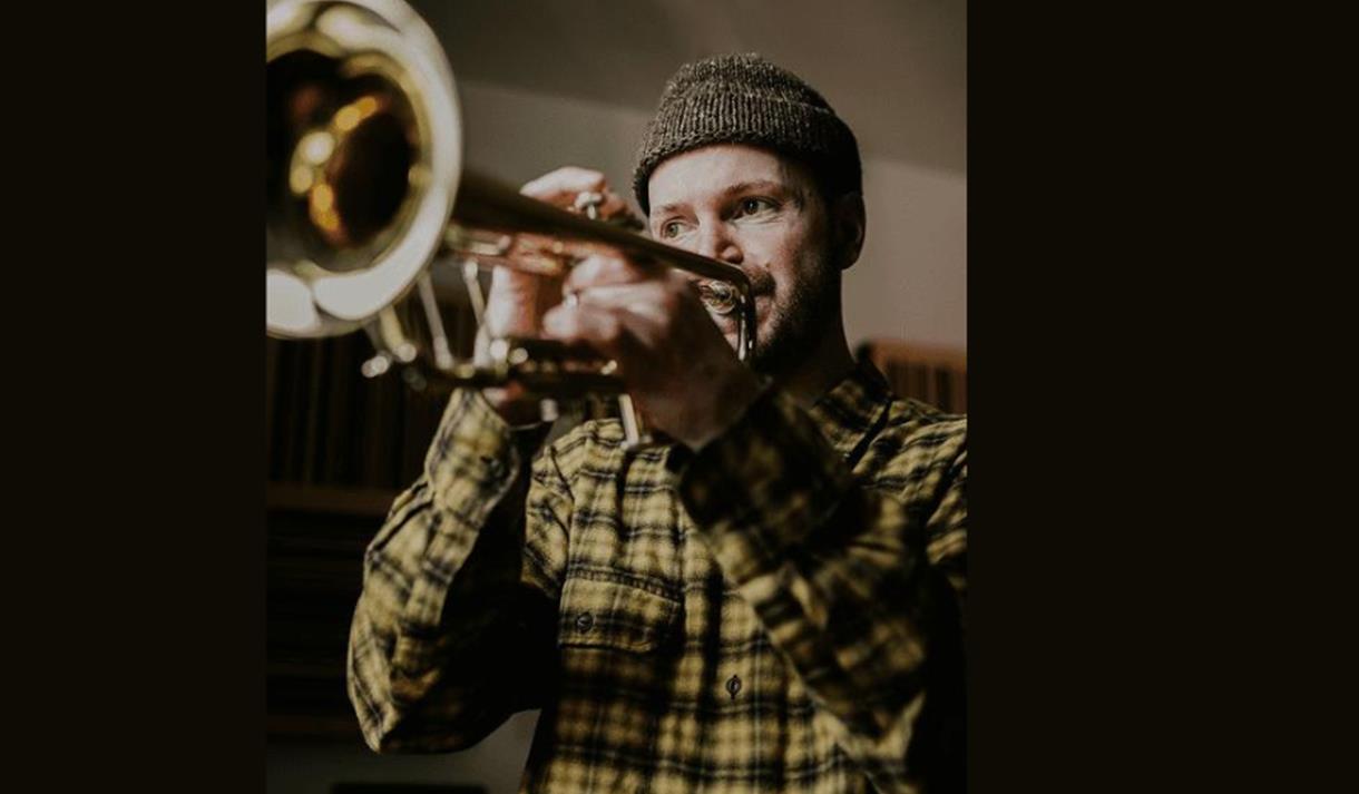 Hugh Pascall playing the trumpet