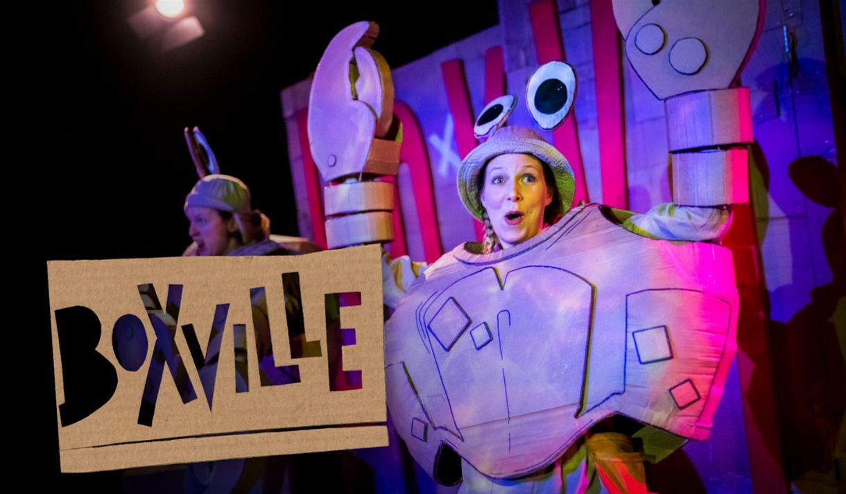 Person in cardboard costume