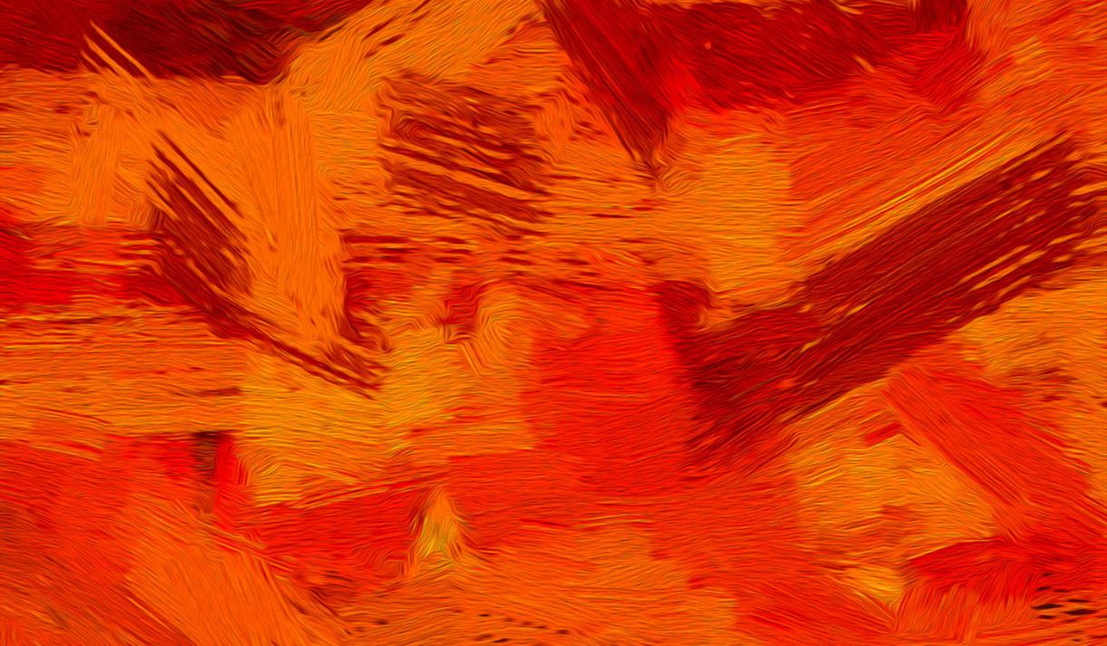 A mixture of red, yellow and orange brush strokes