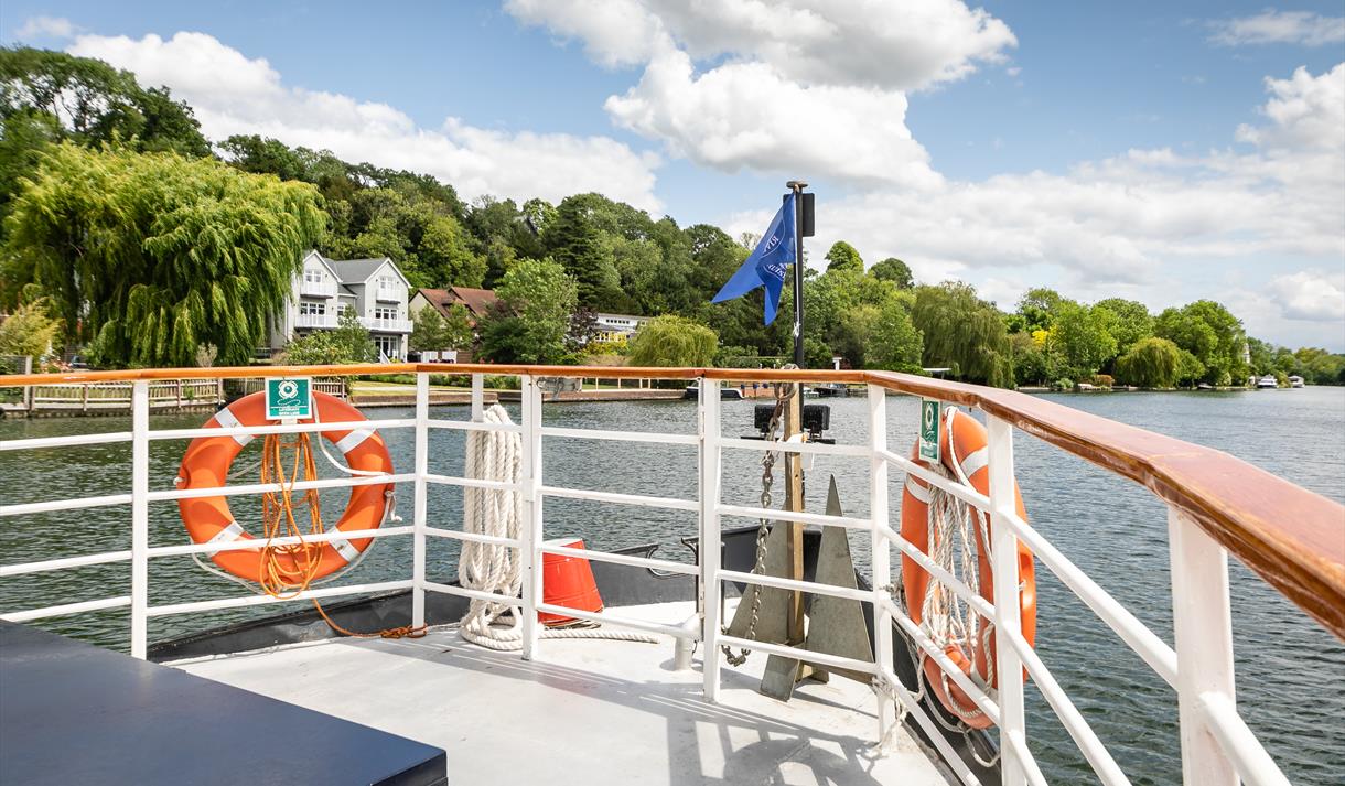 View of the River Thames from the deck of Caversham Lady.