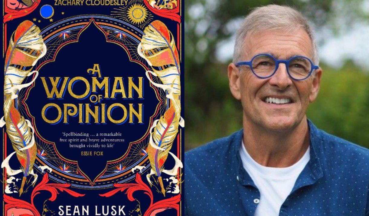 Author Sean Lusk with his book, A Woman of Opinion