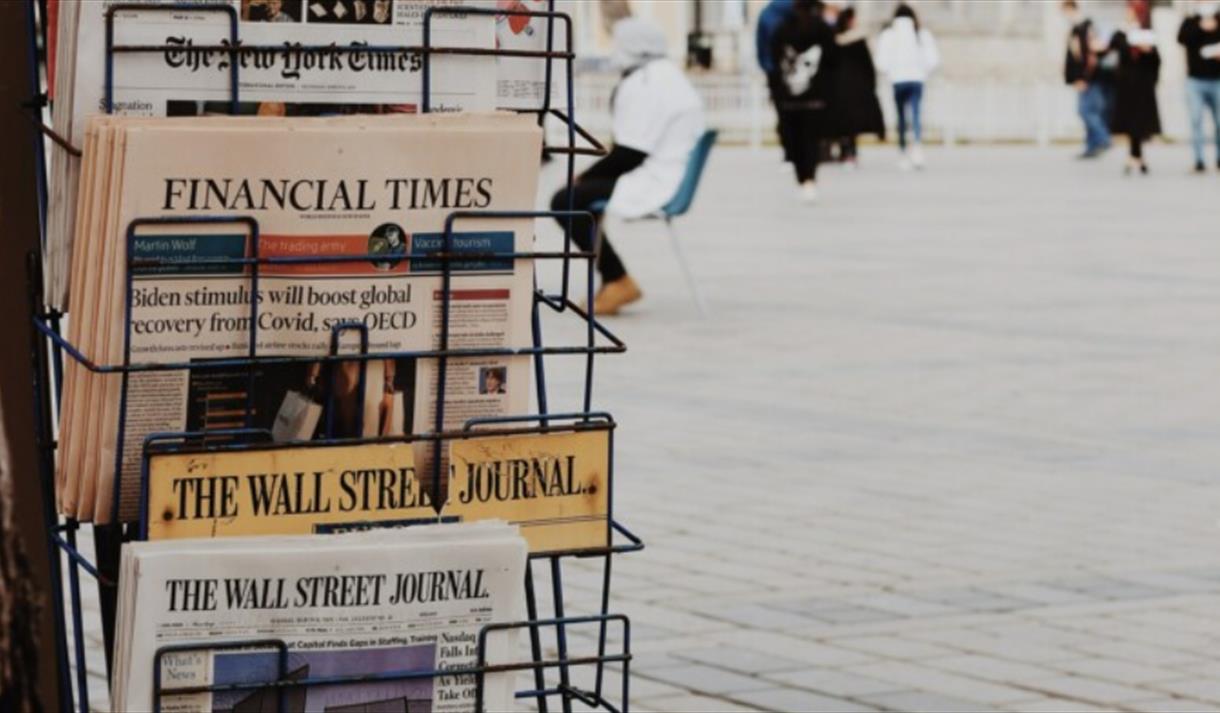 A stand of newspapers
