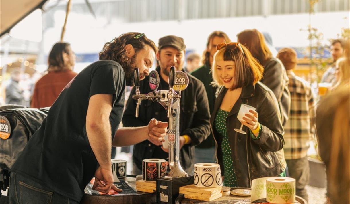 Serving beer to customers