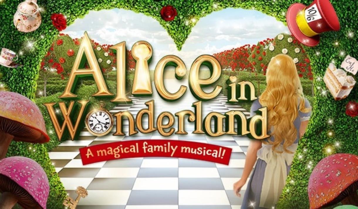 A poster advertising Alice in Wonderland at The Redgrave Theatre
