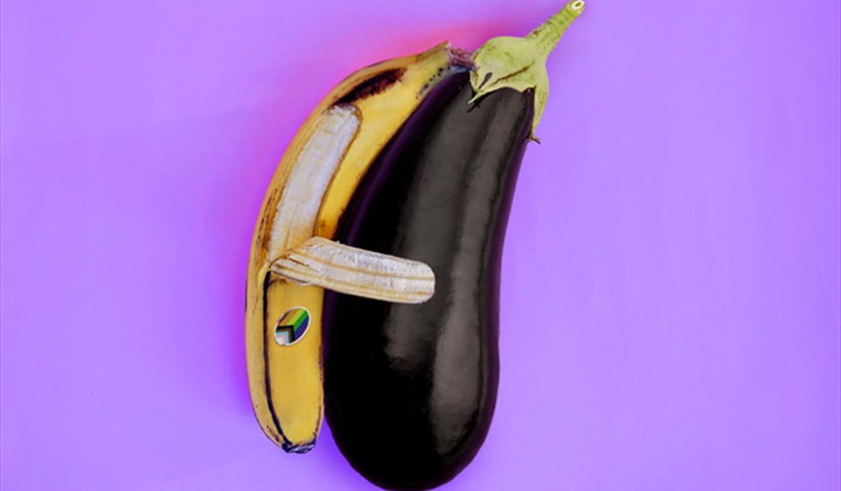A banana and aubergine