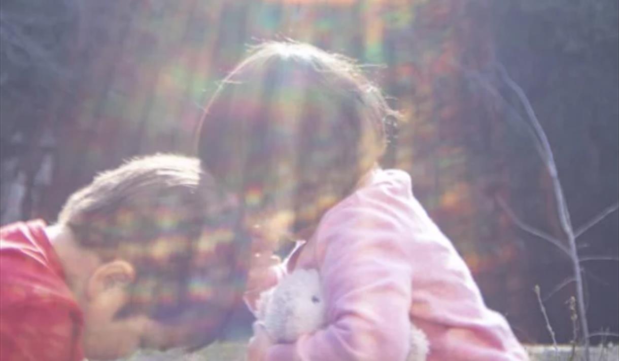 Two children in hazy photo