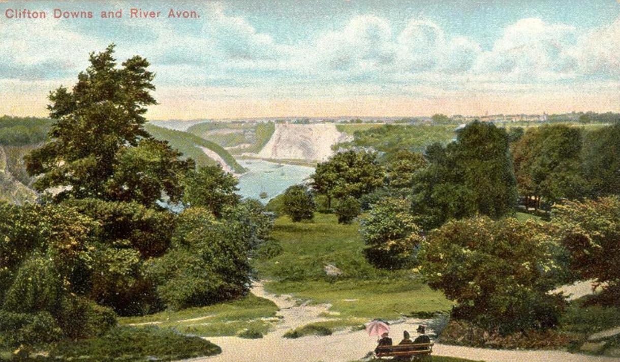 An old postcard of Clifton Downs and the River Avon