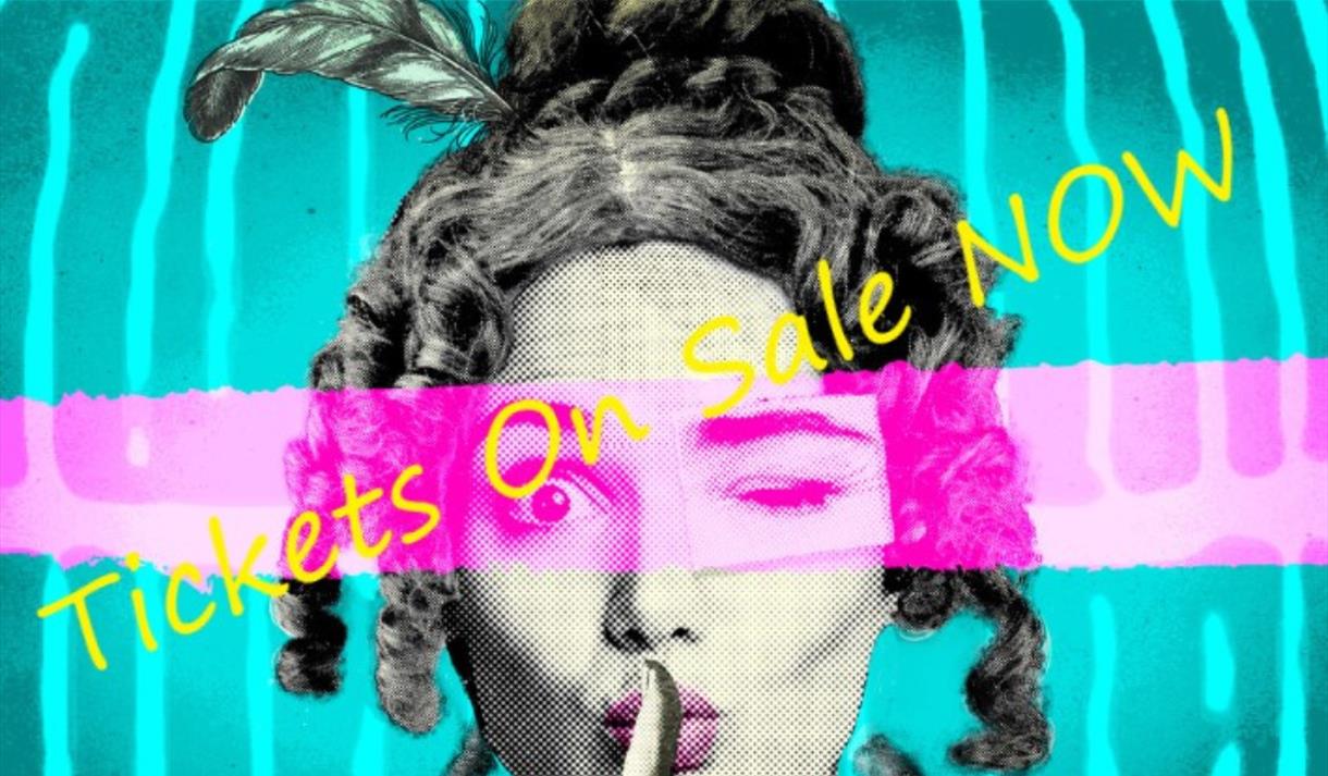 A poster featuring a woman holding a finger to her lips