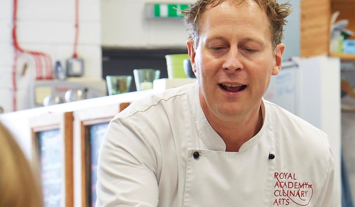 Peter Demonstrating at Vaughan's Cookery School