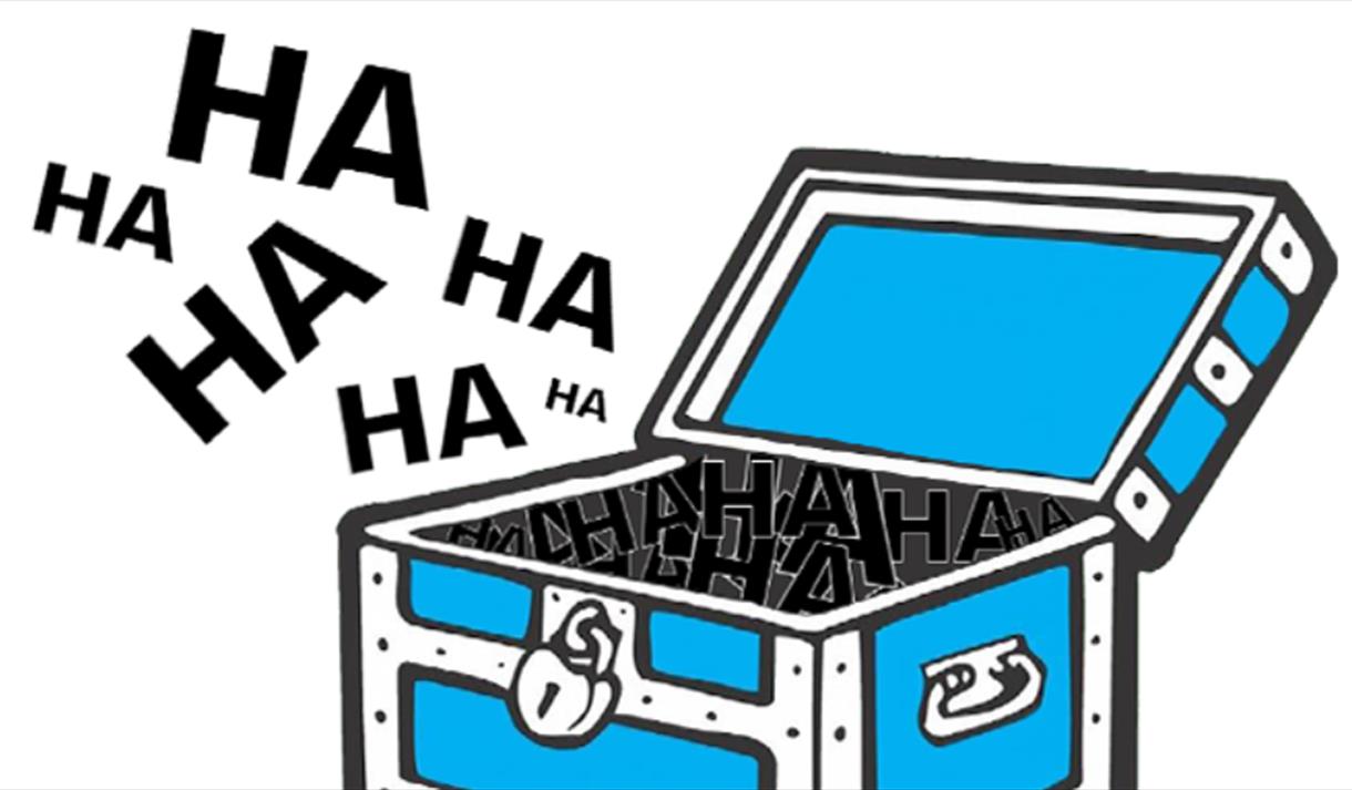 A drawing of a blue treasure chest