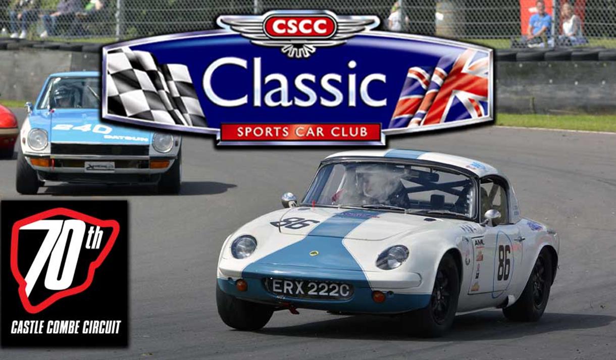 Classic sports cars driving around a racetrack