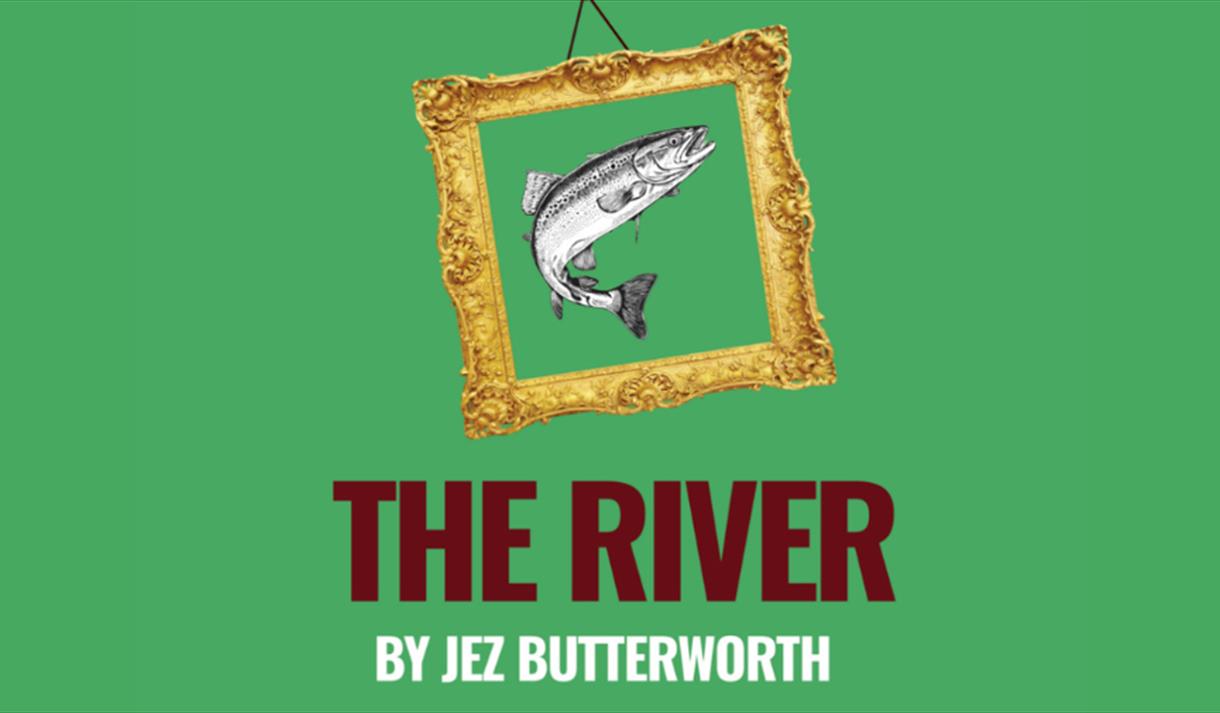 A gold frame with a fish inside on a green background