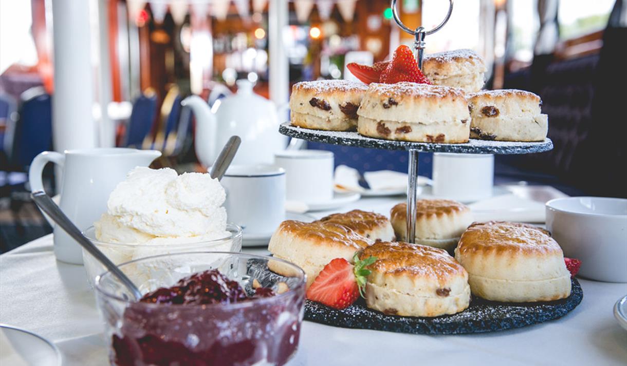 Table set with cream tea