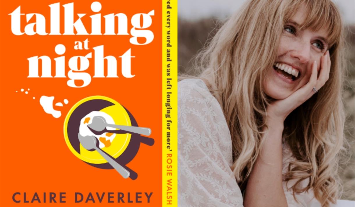 Author Claire Daverley with her novel Talking At Night
