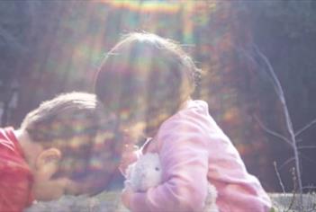 Two children in hazy photo